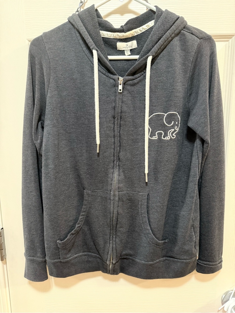 Ivory Ella Gray Elephant Full Zip Hoodie
